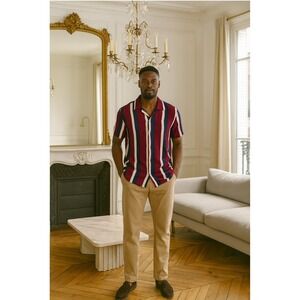 Hollister‎ Men's XL Striped Button Up Short Sleeve Shirt
